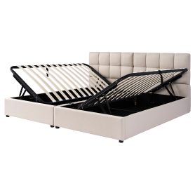 Twin Size Upholstered Platform Bed With A Hydraulic Storage System, Set Of 2