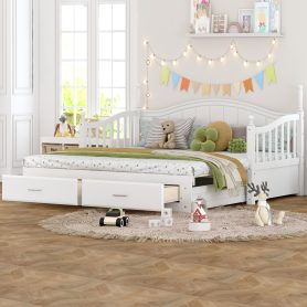 Wooden Twin Size Daybed with Twin Size Trundle