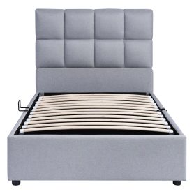 Twin Upholstered Platform Bed With A Hydraulic Storage System