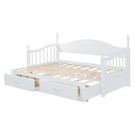 Wooden Twin Size Daybed with Twin Size Trundle
