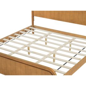 Wood King Bed Frame With Headboard, Noise-free Design, No Box Spring Needed