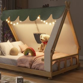 Full Size House Bed with Tent and Light