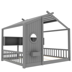Full Size Floor House Bed for Toddler, Kids