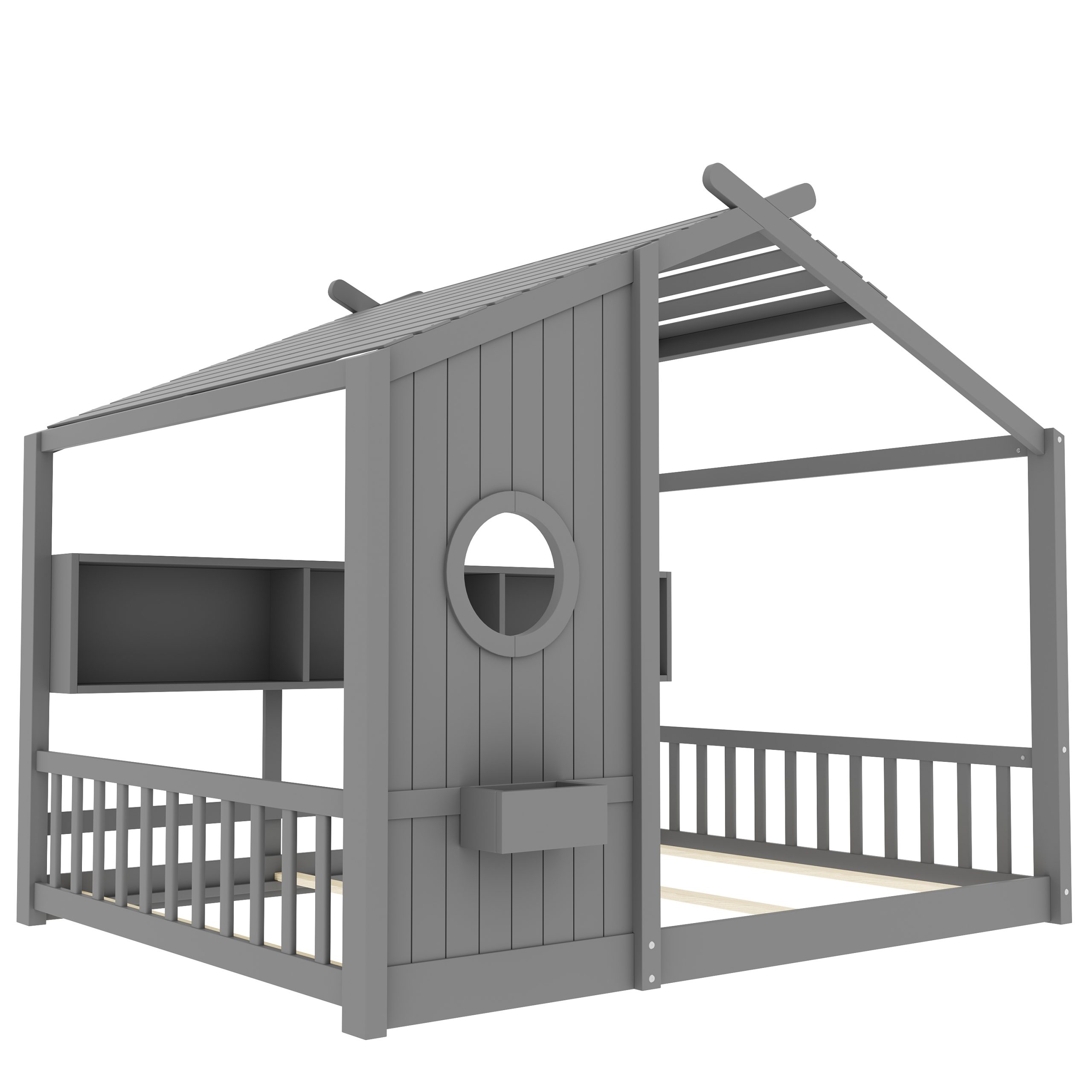 Full Size Floor House Bed for Toddler, Kids