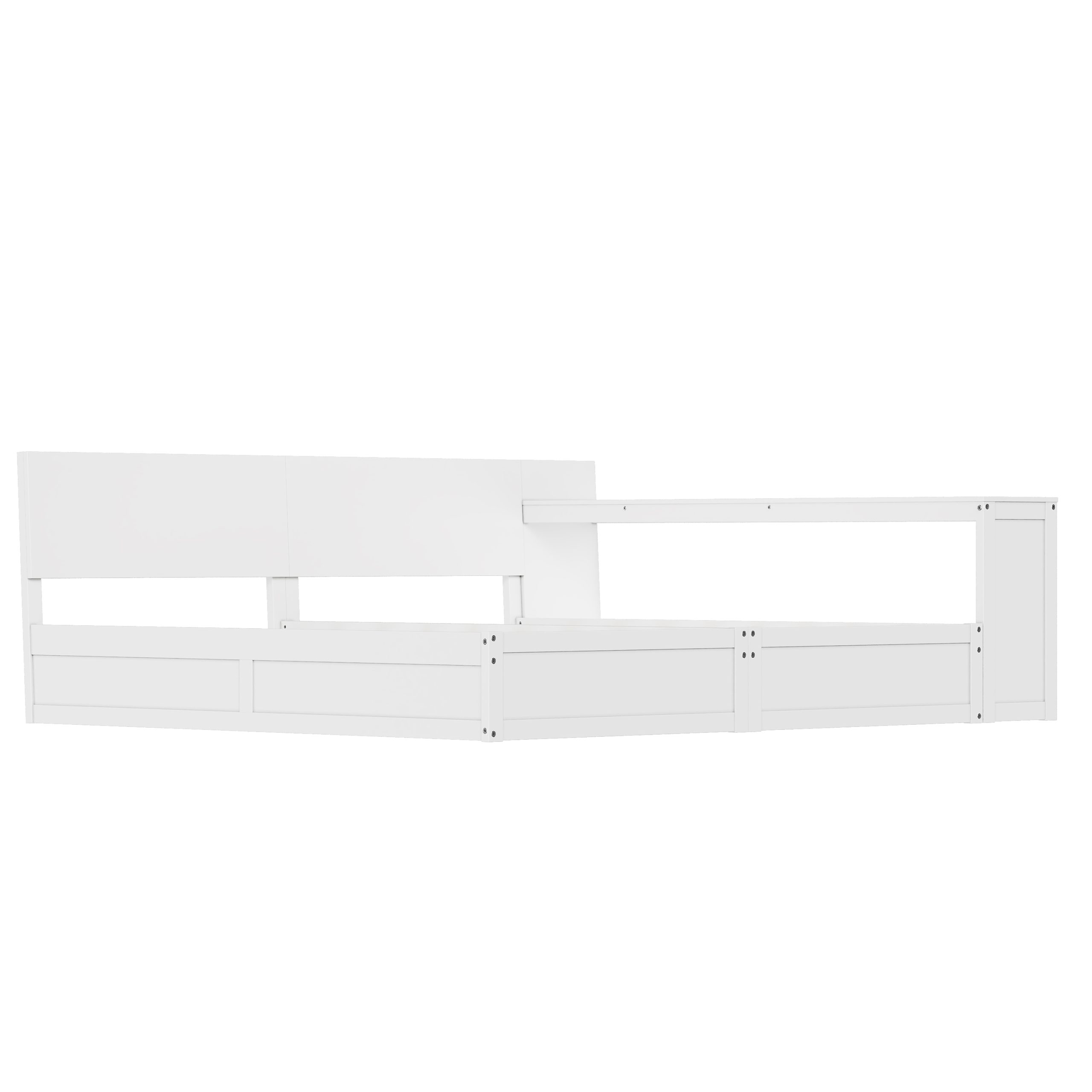 Twin Platform Bed Frame Set with Adjustable Storage Desk