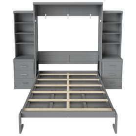 Full Size Murphy Bed with Storage Shelves and Drawers