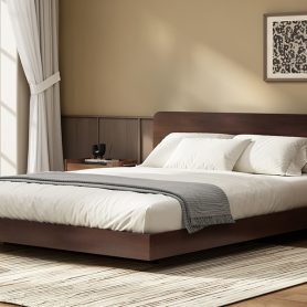 Queen Size Solid Bamboo Floating Platform Bed Frame