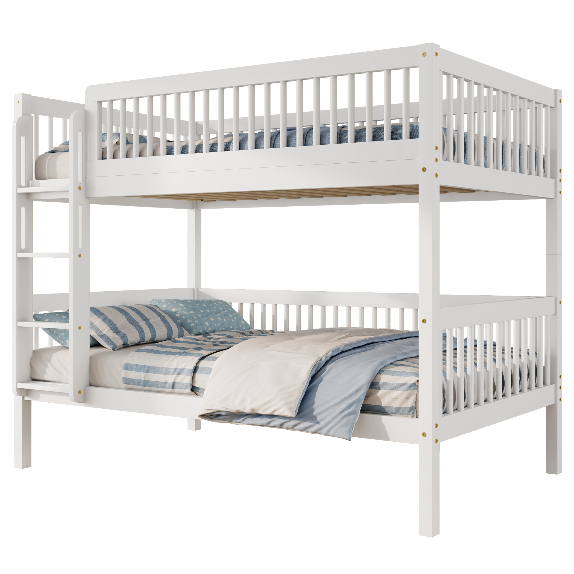 Twin Over Twin Pine Wood Bunk Bed With 2 Drawers, Convertible into 2 Twin Beds
