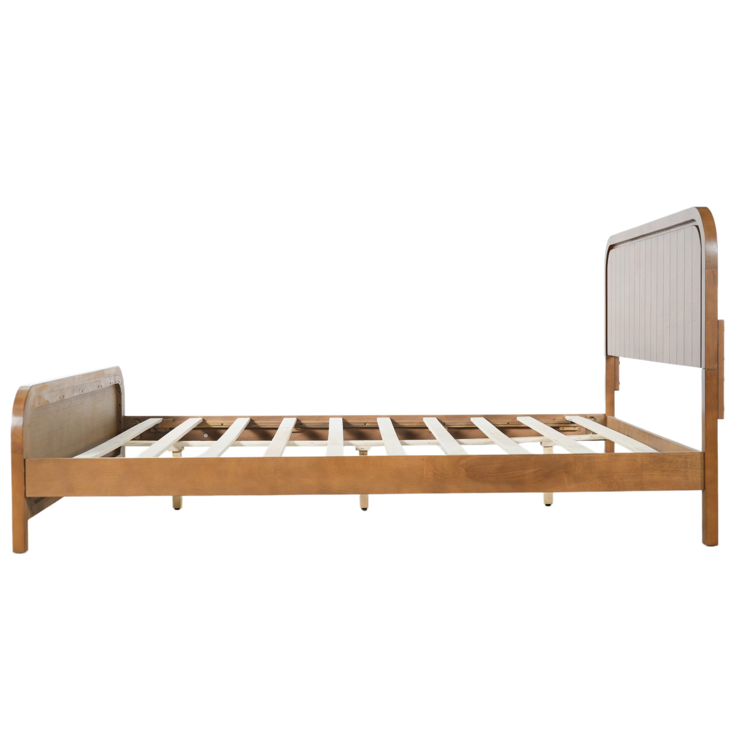 Wood Queen Bed Frame With Headboard, Noise-free Design, No Box Spring Needed