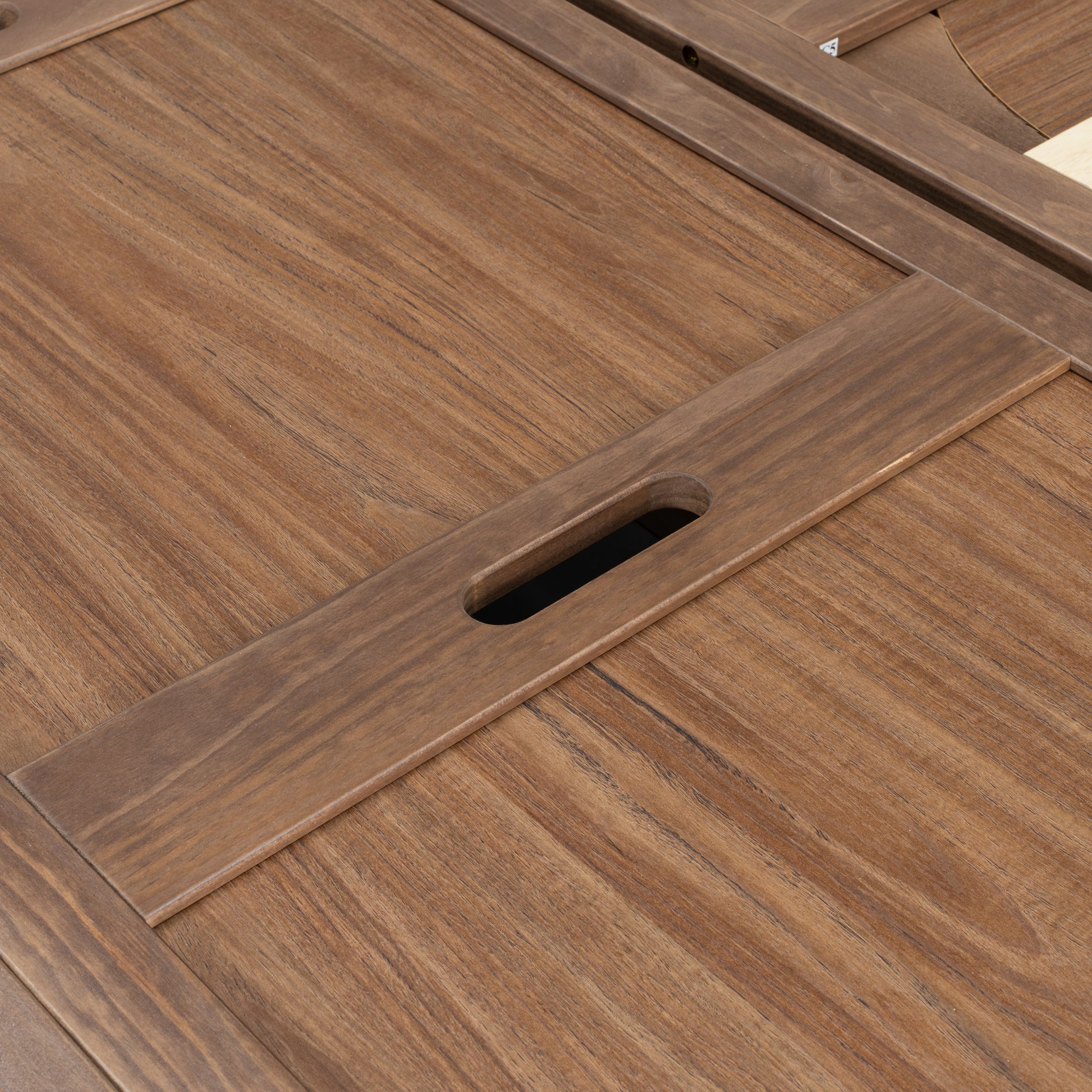 Pine Wood Cabinet Bed with Charging Station and Ripple Decoration Panels