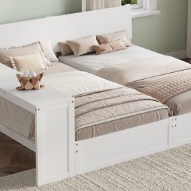 Twin Platform Bed Frame Set with Adjustable Storage Desk