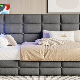 Upholstered Twin Size Daybed with Storage 2 Drawers and Charging Station