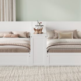 Twin Platform Bed Frame Set with Adjustable Storage Desk
