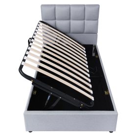Twin Upholstered Platform Bed With A Hydraulic Storage System