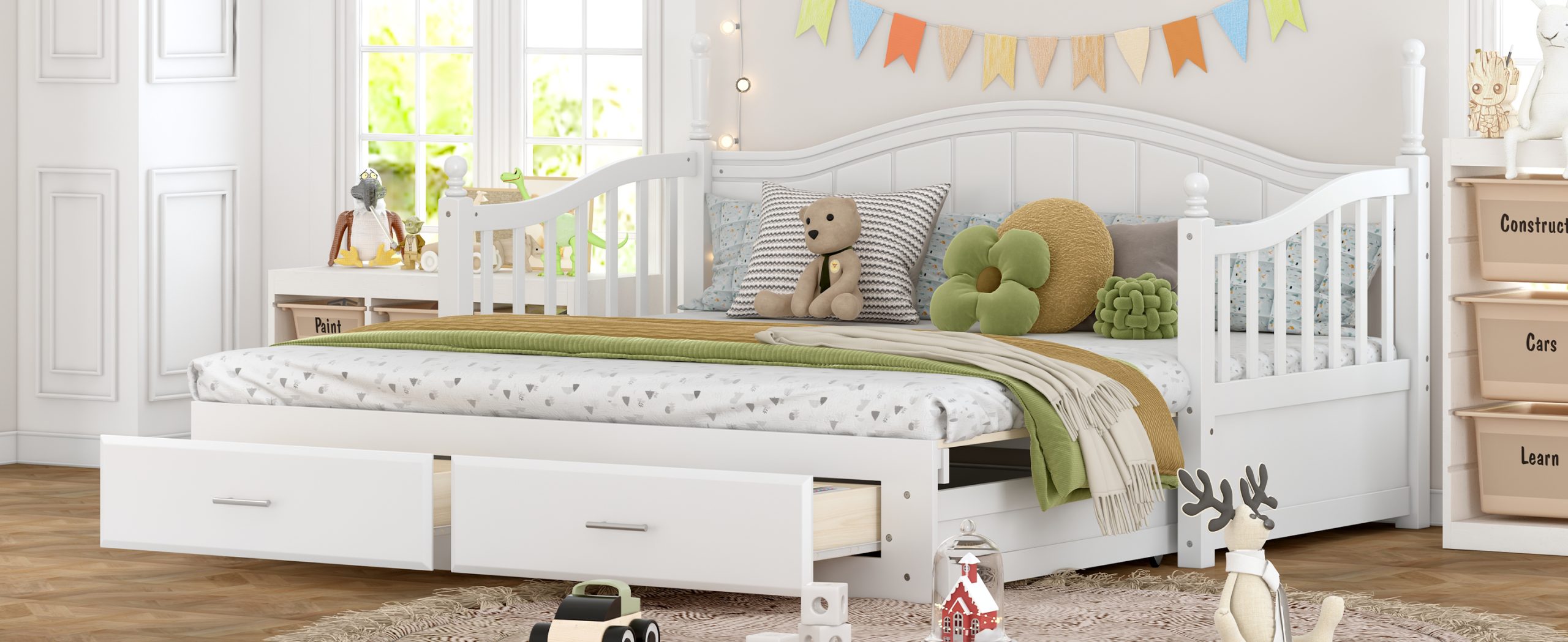 Wooden Twin Size Daybed with Twin Size Trundle