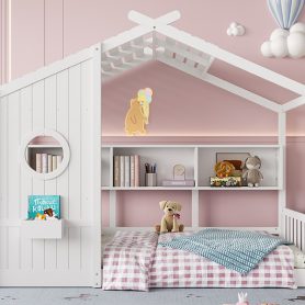 Twin Size Floor House Bed for Toddler, Kids