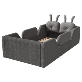 Upholstered Twin Size Platform Bed with Rabbit Cushion