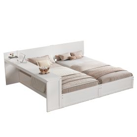 Twin Platform Bed Frame Set with Adjustable Storage Desk