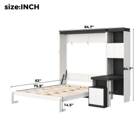 Full Size Murphy Bed With Desk And Storage Shelves And Cabinets