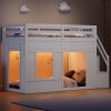 Twin Size Loft Bed With Storage Stairs & Built-in LED Lights