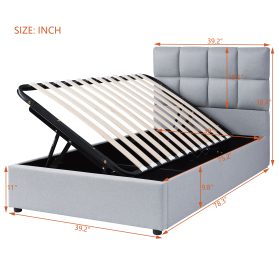 Twin Upholstered Platform Bed With A Hydraulic Storage System