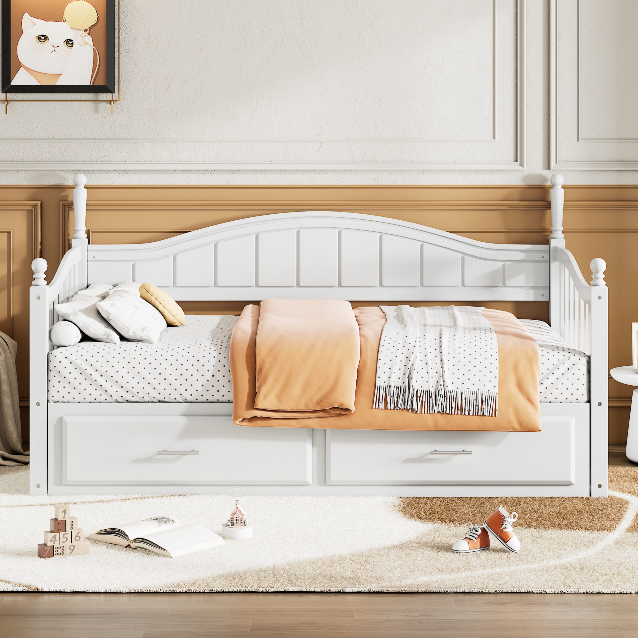 Wooden Twin Size Daybed with Twin Size Trundle