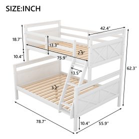 Twin Over Full Bunk Bed With Ladder, Safety Guardrail