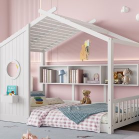 Twin Size Floor House Bed for Toddler, Kids