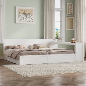 Twin Platform Bed Frame Set with Adjustable Storage Desk