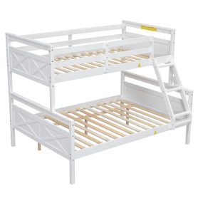 Twin Over Full Bunk Bed With Ladder, Safety Guardrail