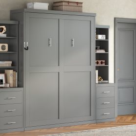 Full Size Murphy Bed with Storage Shelves and Drawers