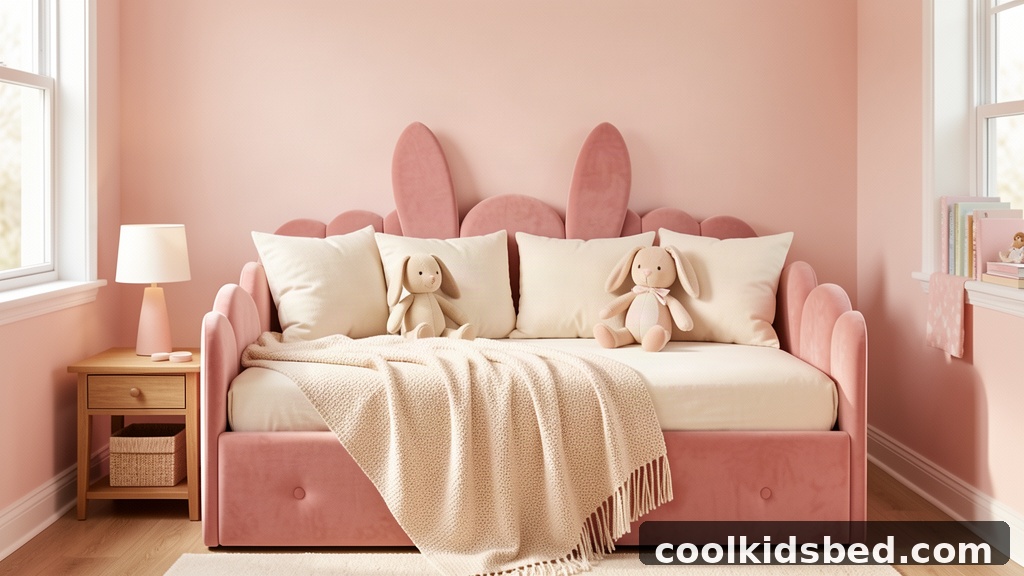 upholstered daybed with bunny ears