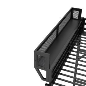 Metal Full Size Loft Bed With Ladder and Storage Shelves