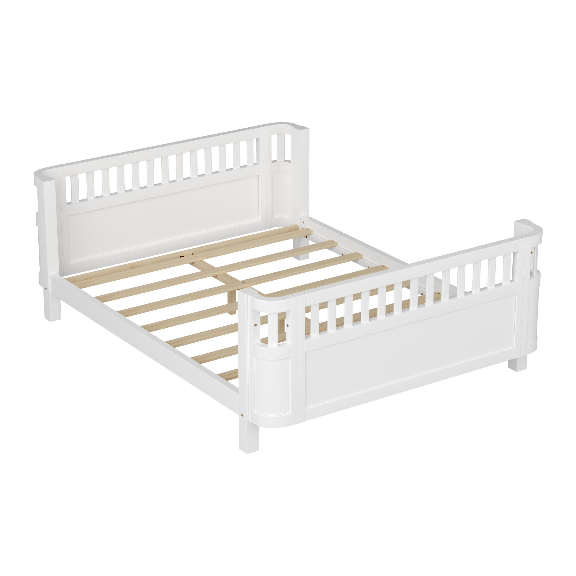 Wood Low Profile Queen Bed with Rails for Girls and Boys