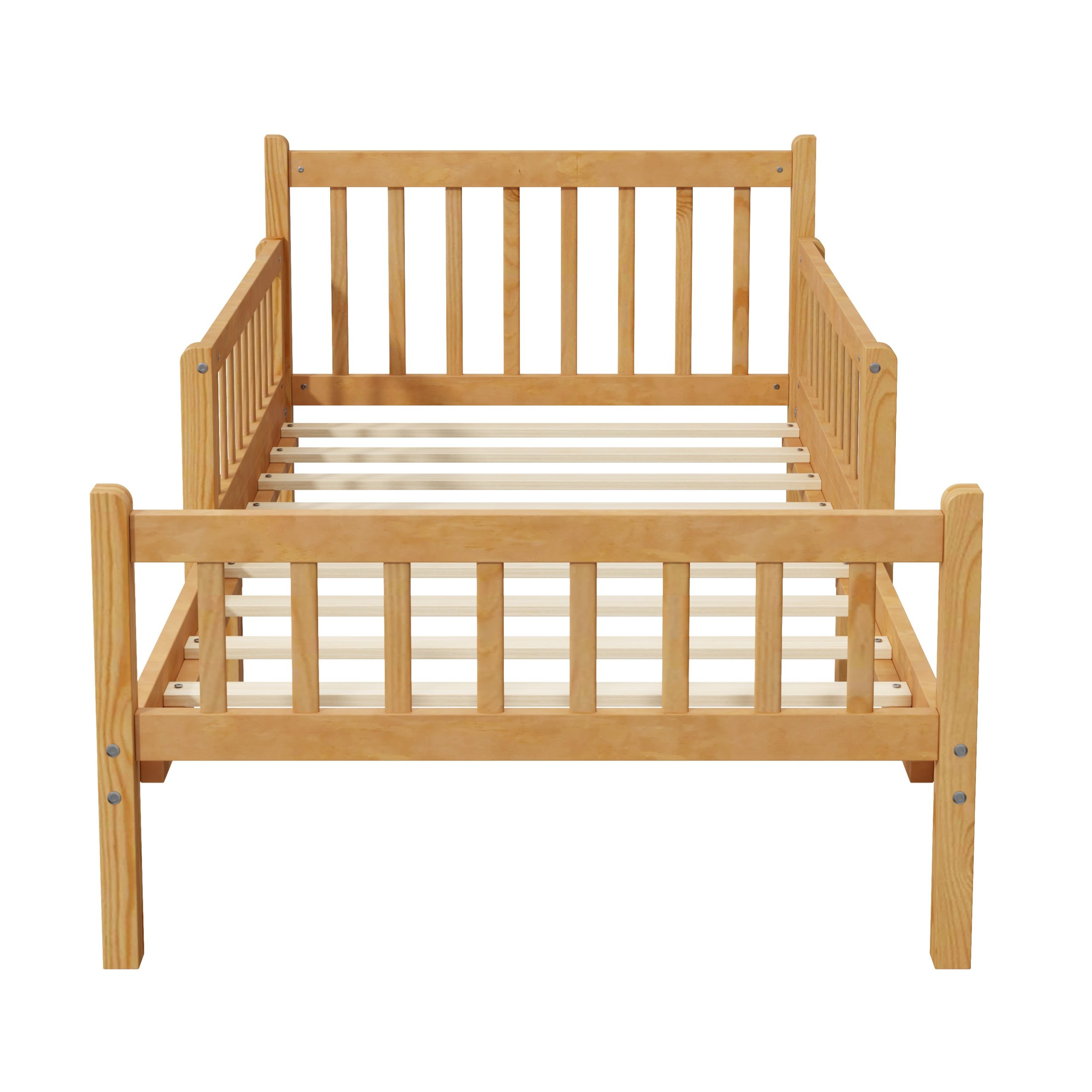 Twin Size Bed Frame With Removable Safety Guardrails
