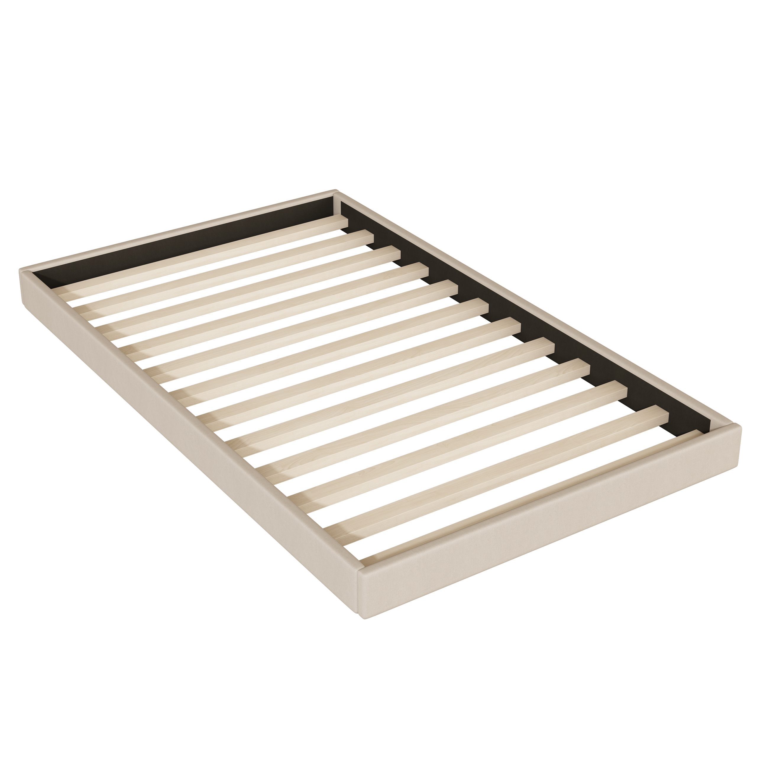 Queen Size Upholstered Platform Bed with Twin Size Trundle and 2 sets of USB Ports On Each Side, Linen Fabric