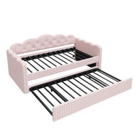 Twin Size Upholstered Daybed Frame with Pull-Out Bed