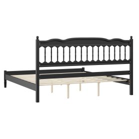 Countryside Style King Size Wooden Bed Frame with Spindle Headboard