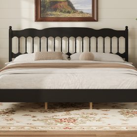 Countryside Style King Size Wooden Bed Frame with Spindle Headboard