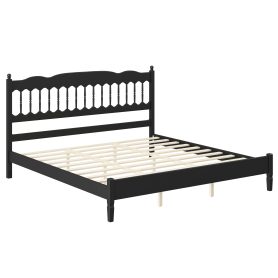 Countryside Style King Size Wooden Bed Frame with Spindle Headboard