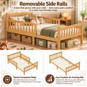 Twin Size Bed Frame With Removable Safety Guardrails