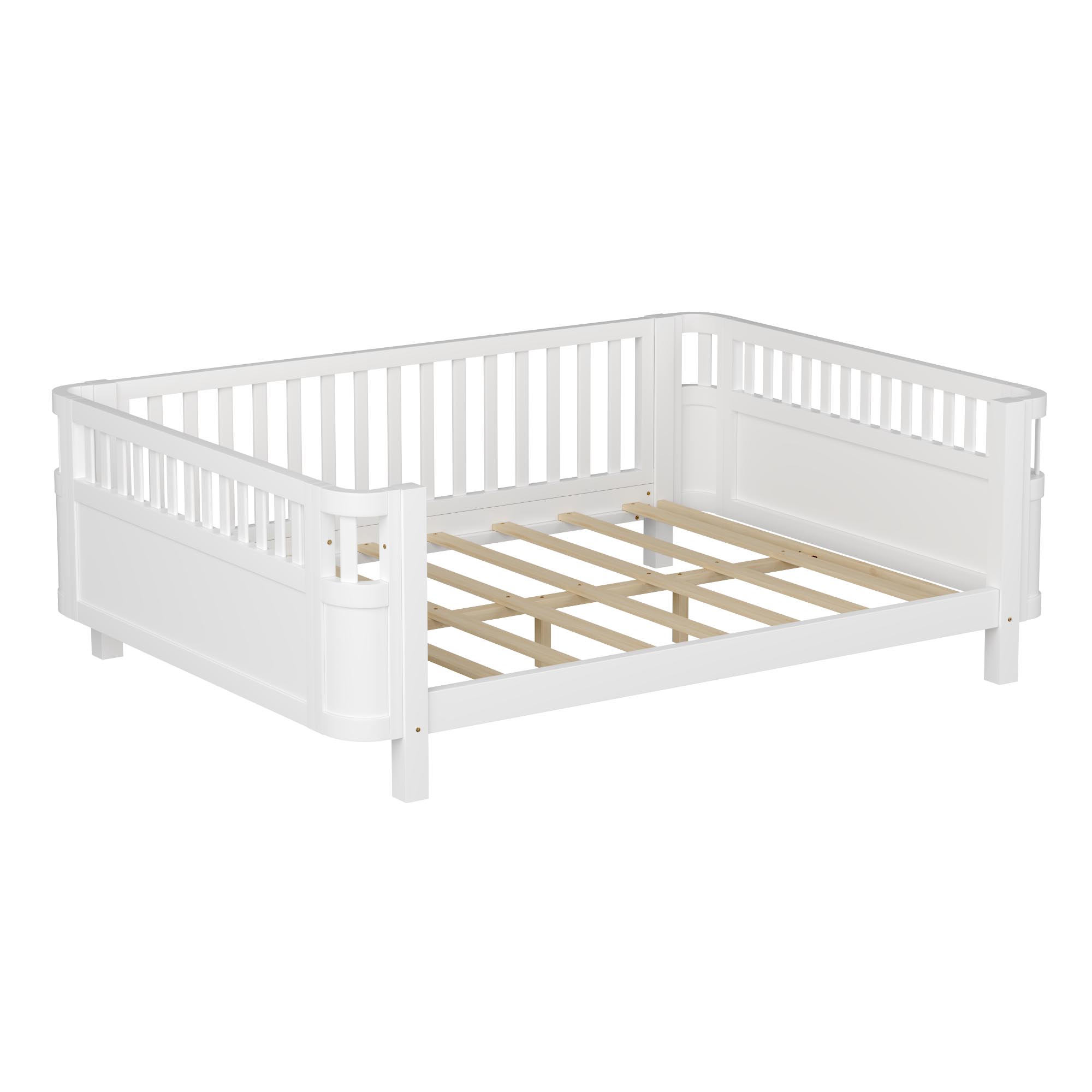 Wood Low Profile Queen Bed with Rails for Girls and Boys