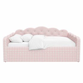Twin Size Upholstered Daybed Frame with Pull-Out Bed