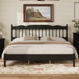 Countryside Style King Size Wooden Bed Frame with Spindle Headboard