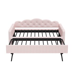 Twin Size Upholstered Daybed Frame with Pull-Out Bed