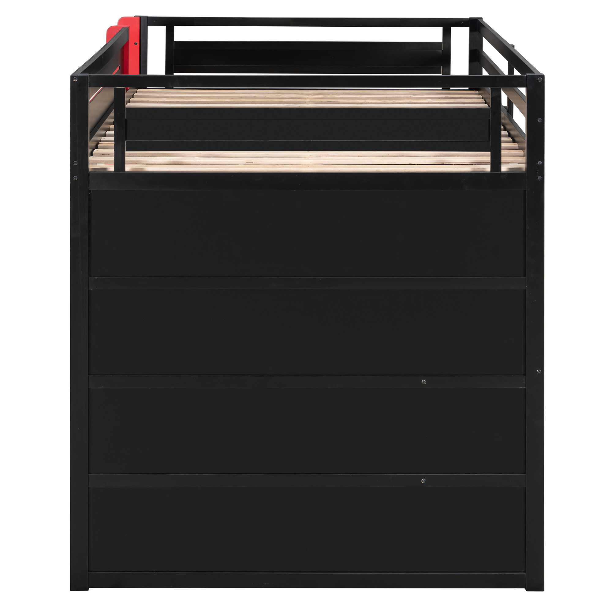 Full Size Wooden Gaming Loft Bed with Storage Shelves, Desk, USB & Power Outlet, and LED Light