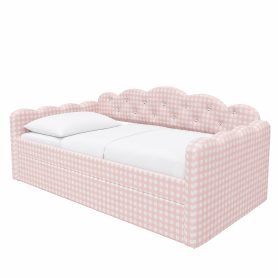 Twin Size Upholstered Daybed Frame with Pull-Out Bed