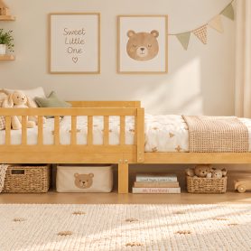 Twin Size Bed Frame With Removable Safety Guardrails