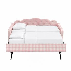 Twin Size Upholstered Daybed Frame with Pull-Out Bed