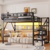 Metal Full Loft Bed with Light and Storage and Charging Station